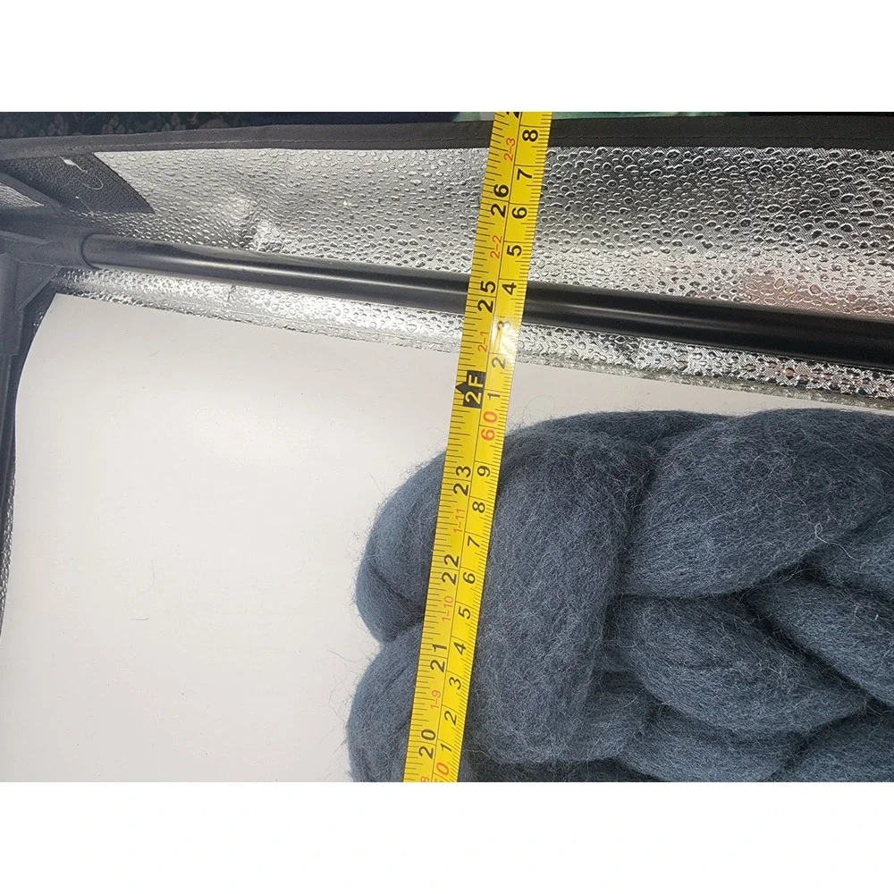 Chunky Hand Knit Braided Throw‎ Blanket Slate Blue Giant Yarn 30x24
